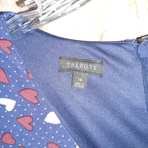 NWT Navy heart print dress Talbots - Picture 4 of 8
